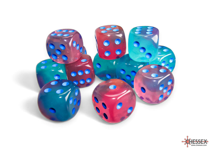 Chessex Gemini 16mm D6 Dice Blocks (266AA)-Blue-Gold/white-Chessex-Ace Cards & Collectibles