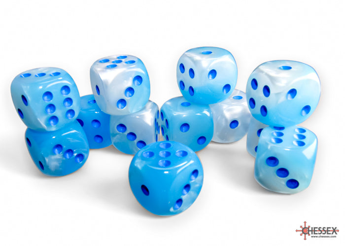 Chessex Gemini 16mm D6 Dice Blocks (266AA)-Blue-Gold/white-Chessex-Ace Cards & Collectibles