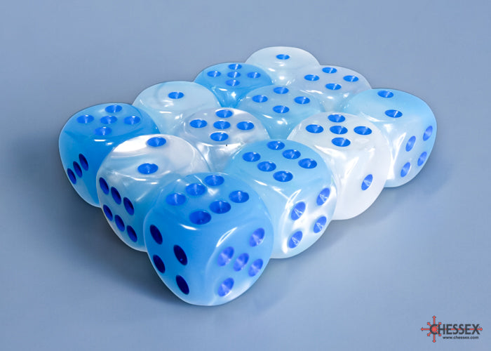 Chessex Gemini 16mm D6 Dice Blocks (266AA)-Blue-Gold/white-Chessex-Ace Cards & Collectibles