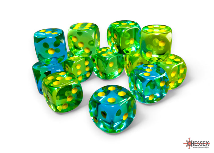 Chessex Gemini 16mm D6 Dice Blocks (266AA)-Blue-Gold/white-Chessex-Ace Cards & Collectibles