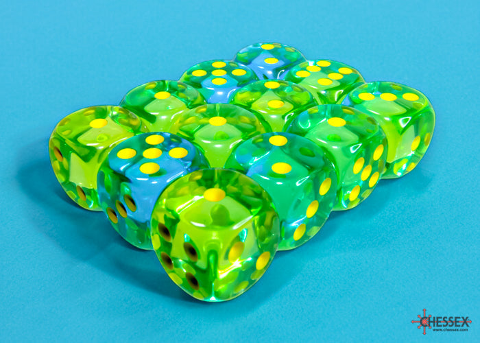 Chessex Gemini 16mm D6 Dice Blocks (266AA)-Blue-Gold/white-Chessex-Ace Cards & Collectibles