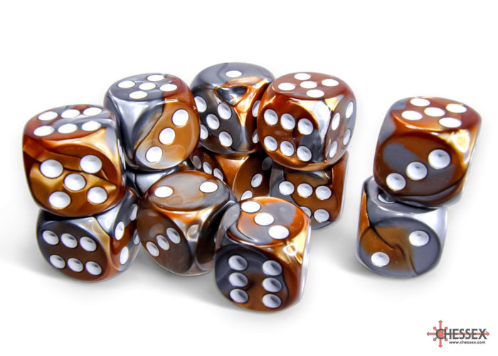 Chessex Gemini 16mm D6 Dice Blocks (266AA)-Blue-Gold/white-Chessex-Ace Cards & Collectibles