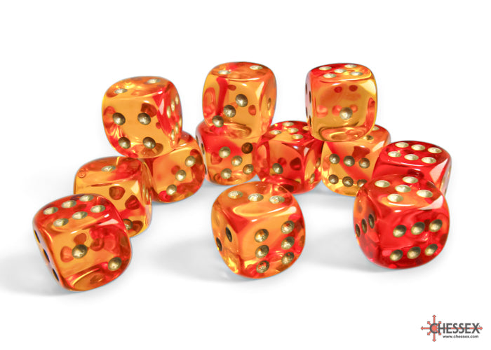 Chessex Gemini 16mm D6 Dice Blocks (266AA)-Blue-Gold/white-Chessex-Ace Cards & Collectibles