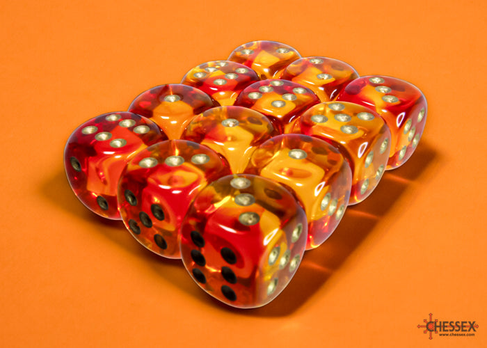Chessex Gemini 16mm D6 Dice Blocks (266AA)-Blue-Gold/white-Chessex-Ace Cards & Collectibles