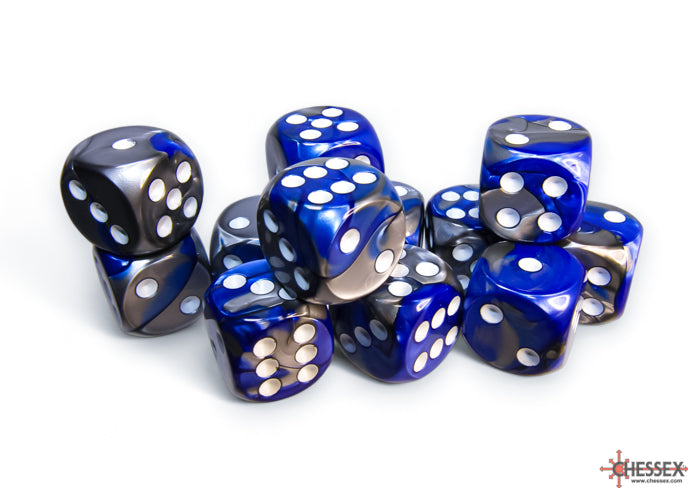 Chessex Gemini 16mm D6 Dice Blocks (266AA)-Blue-Gold/white-Chessex-Ace Cards & Collectibles