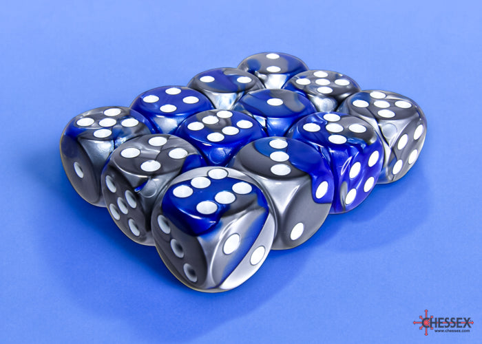Chessex Gemini 16mm D6 Dice Blocks (266AA)-Blue-Gold/white-Chessex-Ace Cards & Collectibles