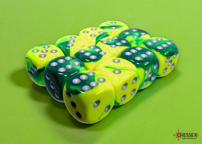 Chessex Gemini 16mm D6 Dice Blocks (266AA)-Blue-Gold/white-Chessex-Ace Cards & Collectibles