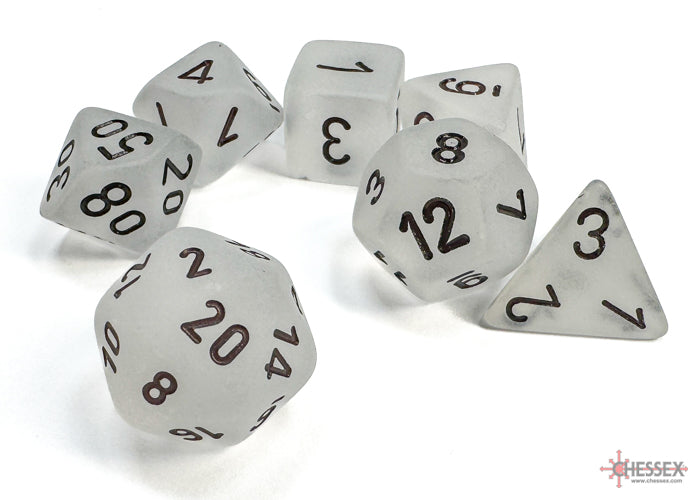 Chessex Lab Dice Frosted Polyhedral 7-Dice Set-Clear/Black-Chessex-Ace Cards & Collectibles
