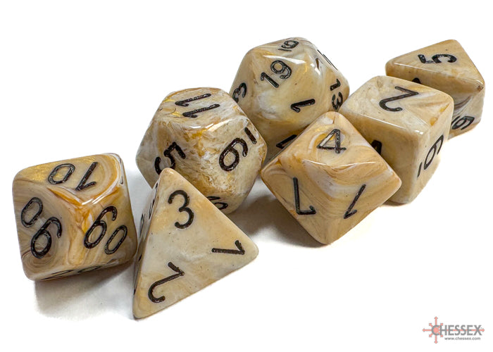 Chessex Lab Dice Marble Polyhedral 7-Dice Set-Calcite/Blue-Chessex-Ace Cards &amp; Collectibles