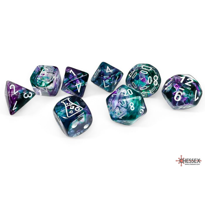 Chessex Lab Dice Nebula Polyhedral 7-Dice Set-Fluorite/White-Chessex-Ace Cards &amp; Collectibles