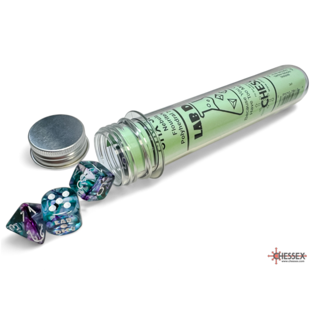 Chessex Lab Dice Nebula Polyhedral 7-Dice Set-Fluorite/White-Chessex-Ace Cards & Collectibles