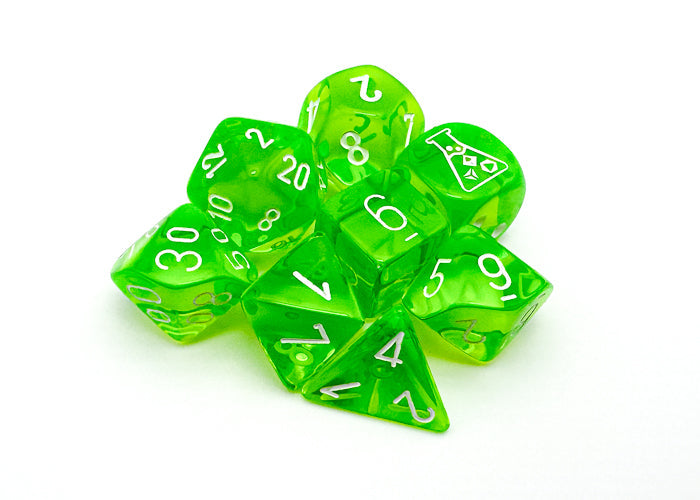 Chessex Lab Dice Translucent Polyhedral 7-Dice Set-Crimson/Gold-Chessex-Ace Cards &amp; Collectibles