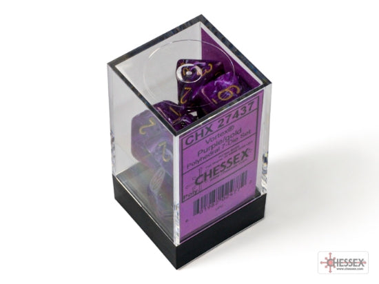 Chessex Lab Dice Vortex Polyhedral 7-Dice Set-Purple/Gold-Chessex-Ace Cards &amp; Collectibles