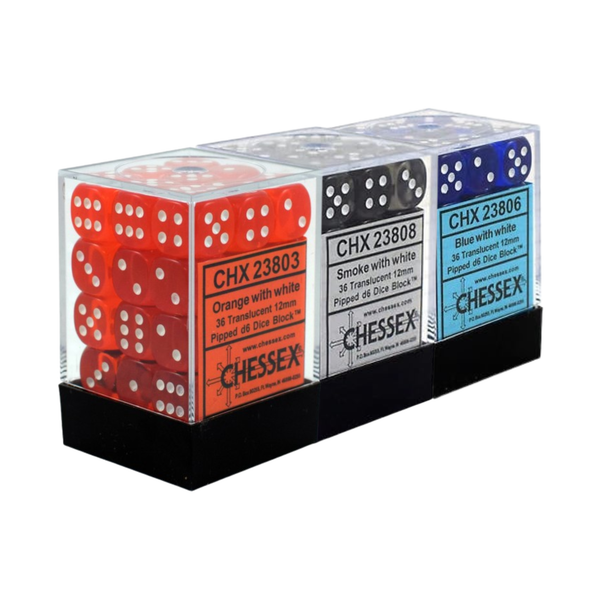 Chessex Translucent 12mm Dice Blocks (238AA)-Clear/white-Chessex-Ace Cards & Collectibles