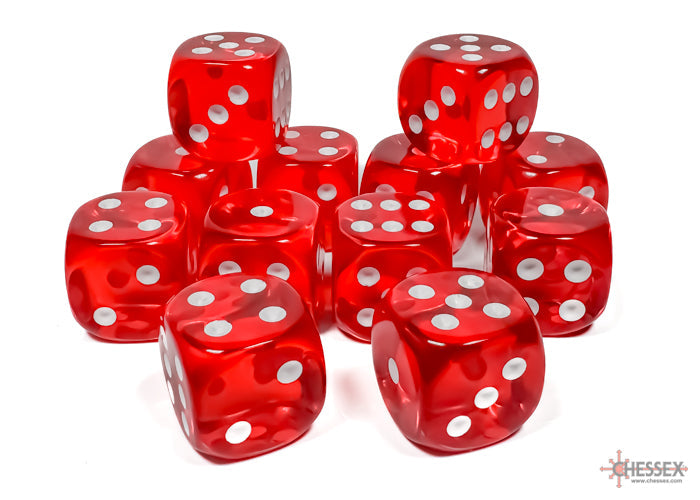 Chessex Translucent 16mm Dice Blocks (236AA)-16mm Clear/white-Chessex-Ace Cards & Collectibles