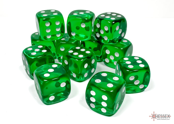 Chessex Translucent 16mm Dice Blocks (236AA)-16mm Clear/white-Chessex-Ace Cards & Collectibles