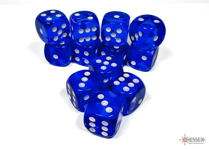 Chessex Translucent 16mm Dice Blocks (236AA)-16mm Clear/white-Chessex-Ace Cards & Collectibles