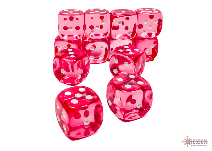 Chessex Translucent 16mm Dice Blocks (236AA)-16mm Clear/white-Chessex-Ace Cards & Collectibles