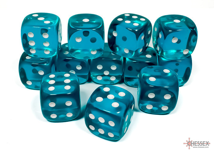 Chessex Translucent 16mm Dice Blocks (236AA)-16mm Clear/white-Chessex-Ace Cards & Collectibles