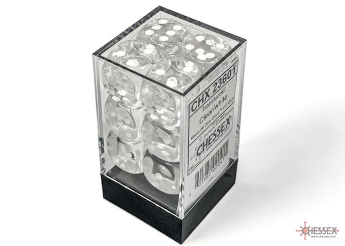 Chessex Translucent 16mm Dice Blocks (236AA)-16mm Clear/white-Chessex-Ace Cards & Collectibles