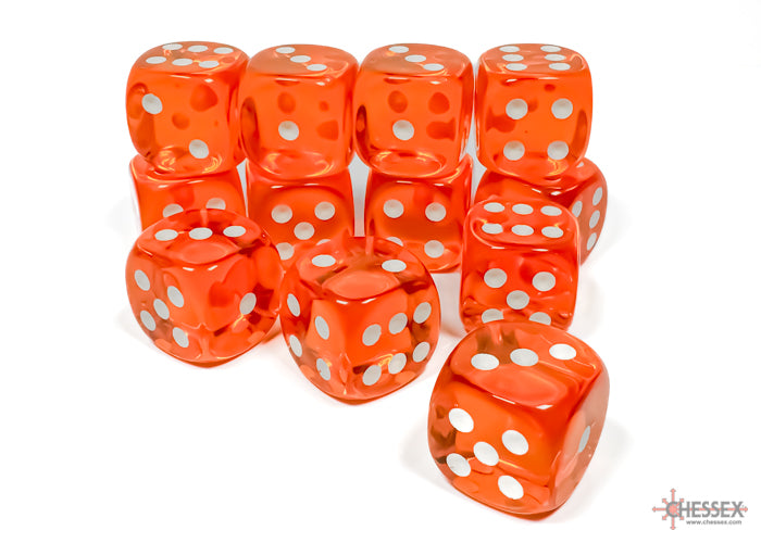 Chessex Translucent 16mm Dice Blocks (236AA)-16mm Clear/white-Chessex-Ace Cards & Collectibles