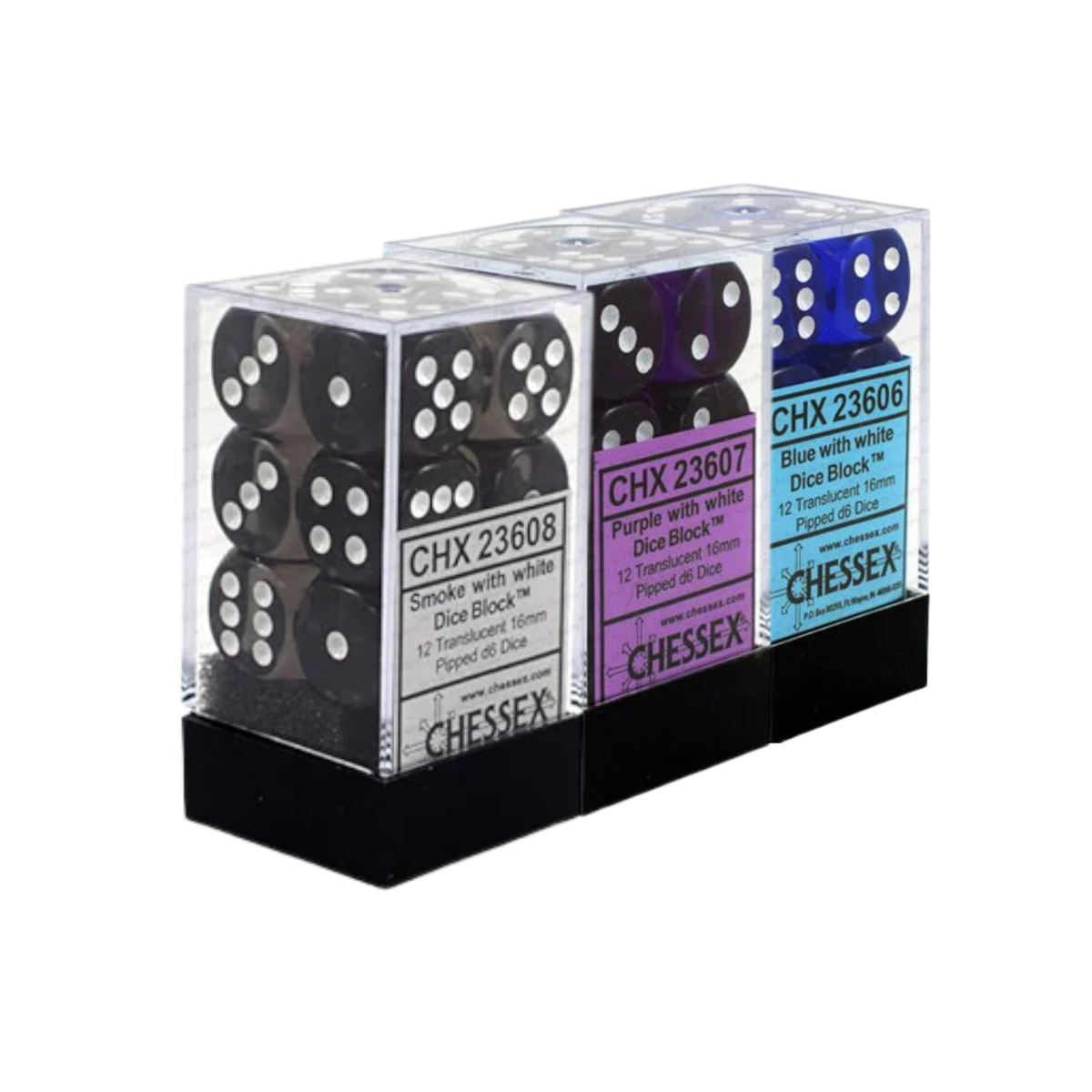 Chessex Translucent 16mm Dice Blocks (236AA)-16mm Clear/white-Chessex-Ace Cards & Collectibles