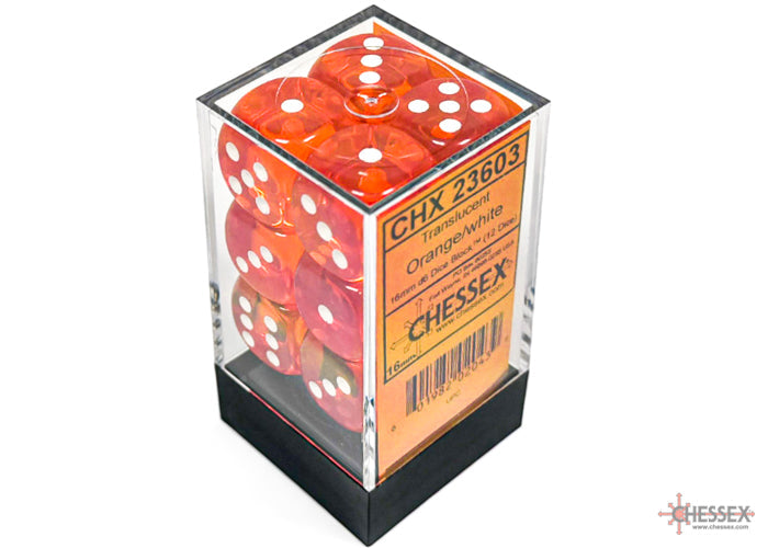 Chessex Translucent 16mm Dice Blocks (236AA)-16mm Orange/white-Chessex-Ace Cards & Collectibles