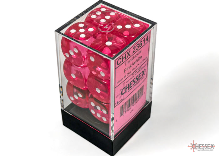 Chessex Translucent 16mm Dice Blocks (236AA)-16mm Pink/white-Chessex-Ace Cards & Collectibles