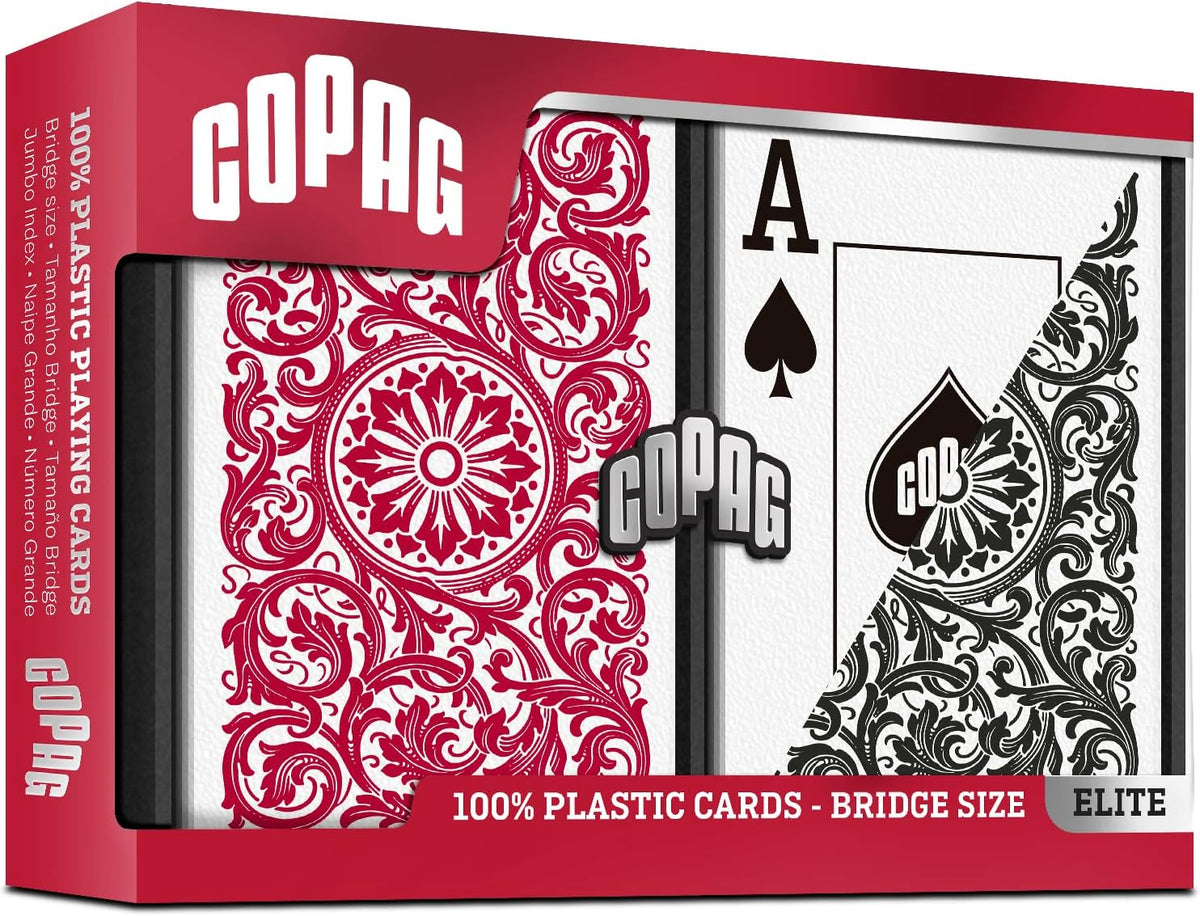 COPAG 1546 Elite Plastic Playing Cards - Bridge Size Jumbo Index Red/Black Double Deck-Copag-Ace Cards & Collectibles