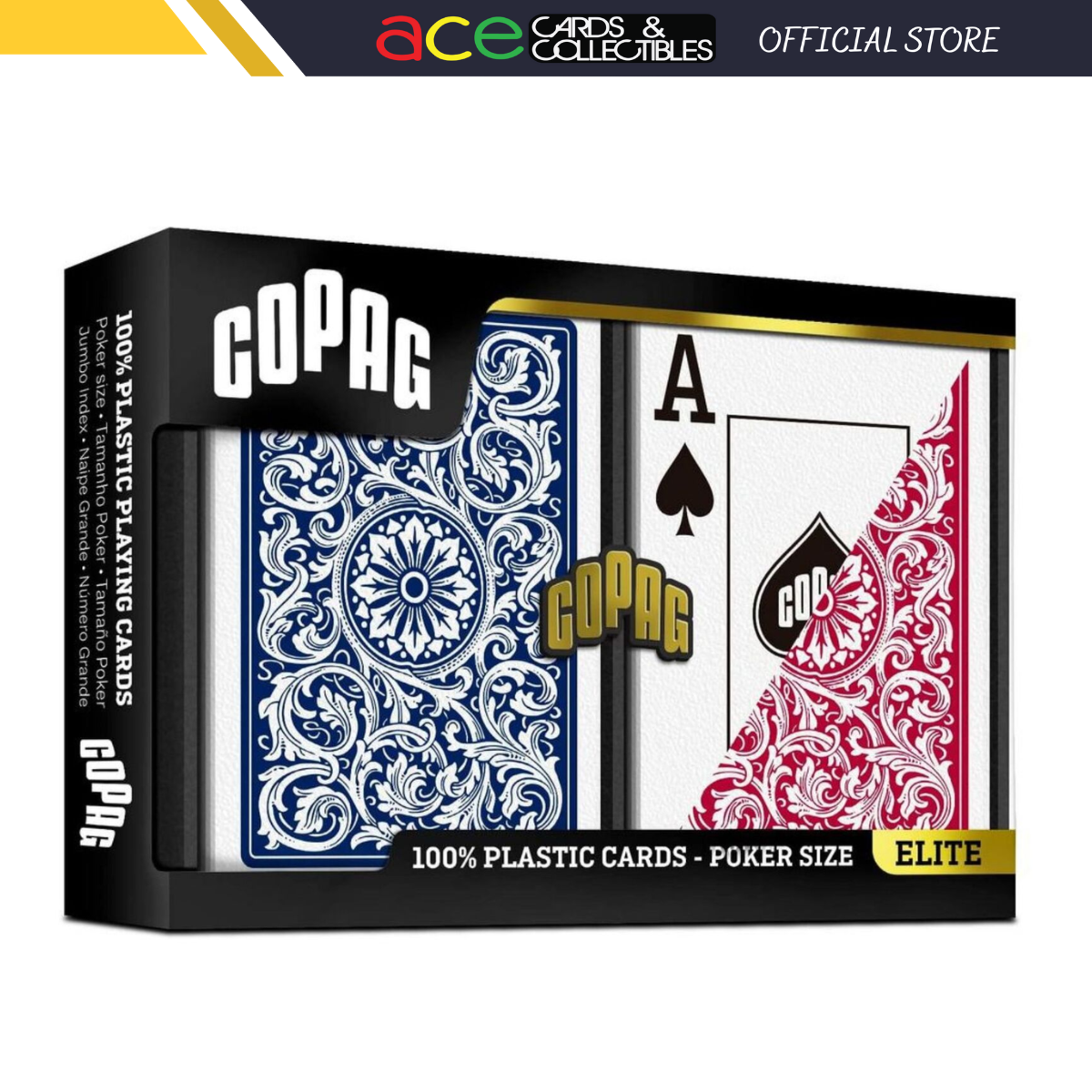 COPAG 1546 Elite Plastic Playing Cards - Poker Size Jumbo Index Red/Blue Double Deck-Copag-Ace Cards & Collectibles