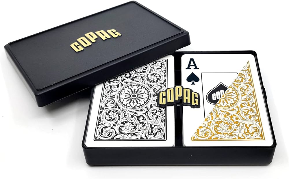 Copag 1546 100% Plastic Playing Cards - Bridge Size Jumbo Index Double Deck Set-Black/Gold-Copag-Ace Cards &amp; Collectibles