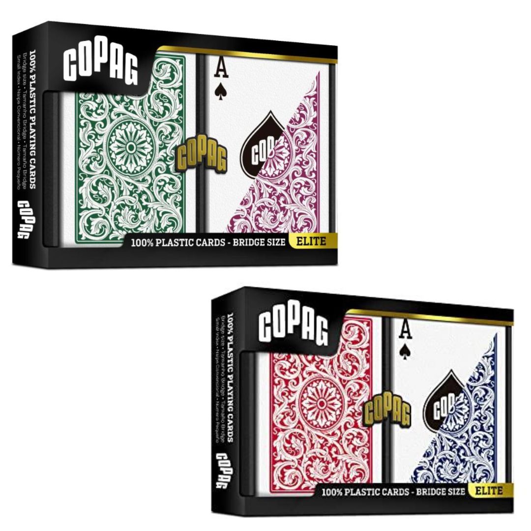 Copag 1546 Plastic Playing Cards - Bridge Size Regular Index Double Deck Set-Green / Burgundy-Copag-Ace Cards & Collectibles