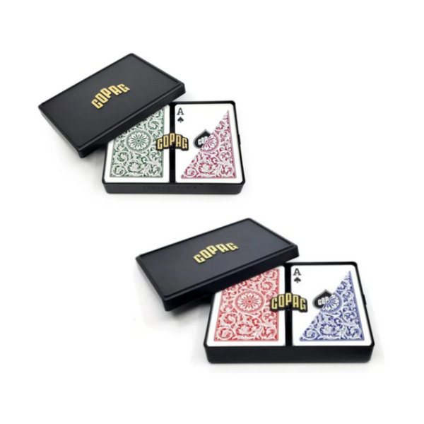 Copag 1546 Plastic Playing Cards - Bridge Size Regular Index Double Deck Set-Green / Burgundy-Copag-Ace Cards & Collectibles