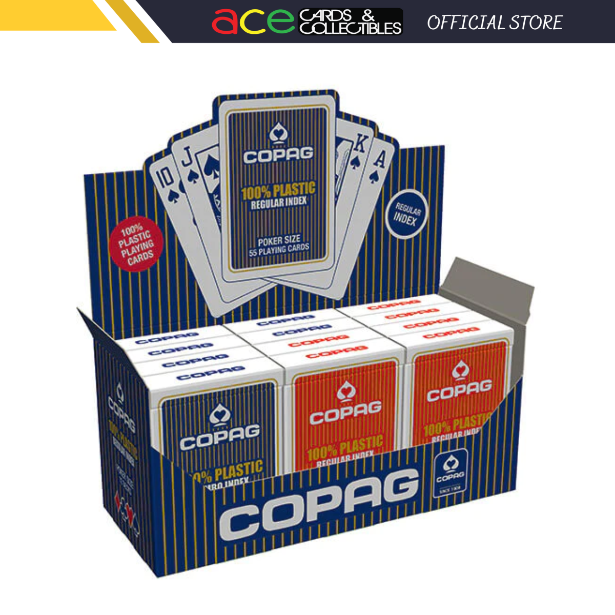 Copag 2 Corner Red &amp; Blue Plastic Playing Cards-Blue-Copag-Ace Cards &amp; Collectibles
