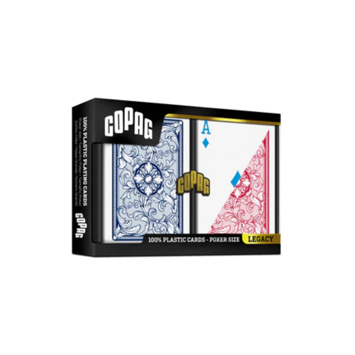 Copag Legacy 4-Color 100% Plastic Playing Cards - Poker Size Double Deck Set-Regular Index-Copag-Ace Cards &amp; Collectibles