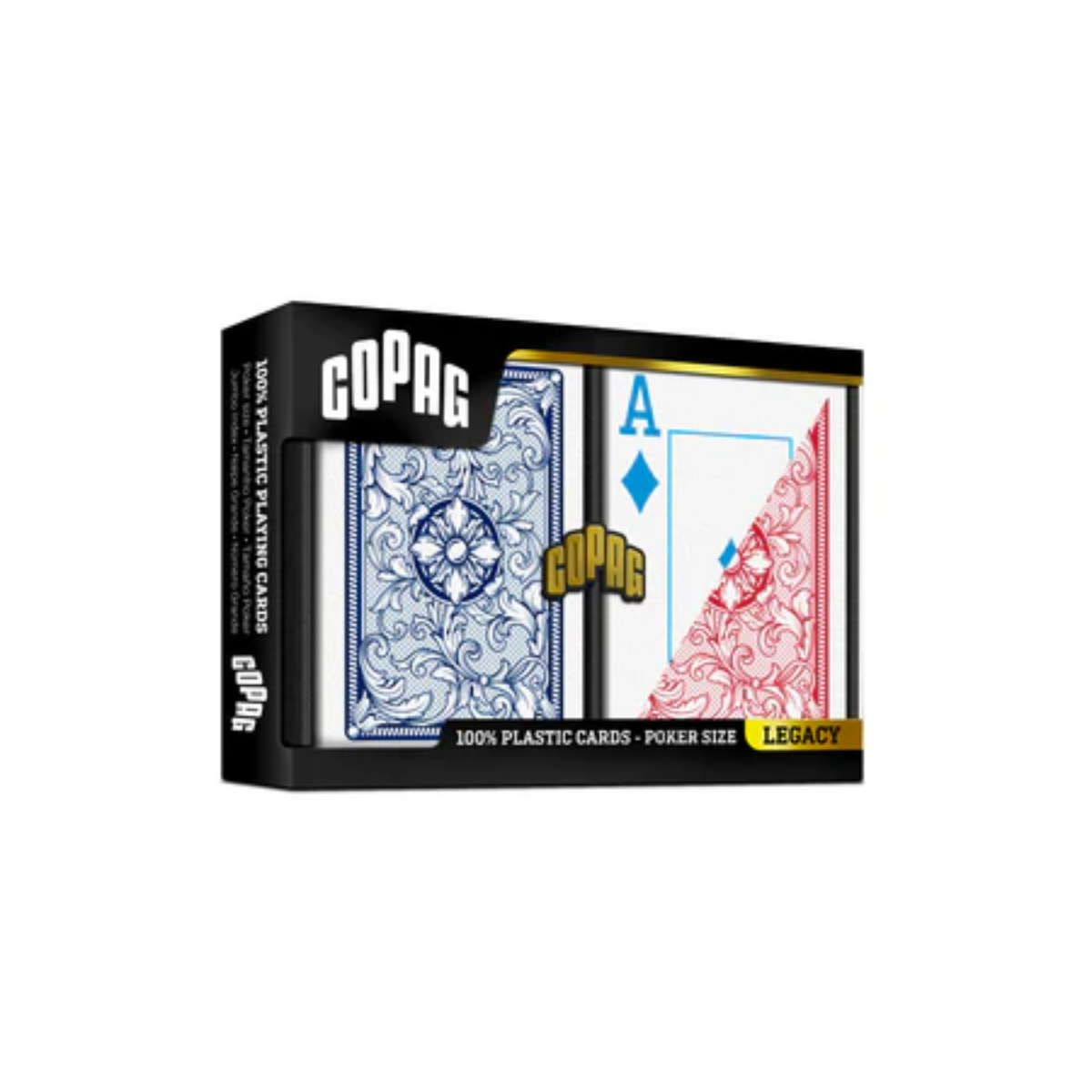 Copag Legacy 4-Color 100% Plastic Playing Cards - Poker Size Double Deck Set-Regular Index-Copag-Ace Cards & Collectibles