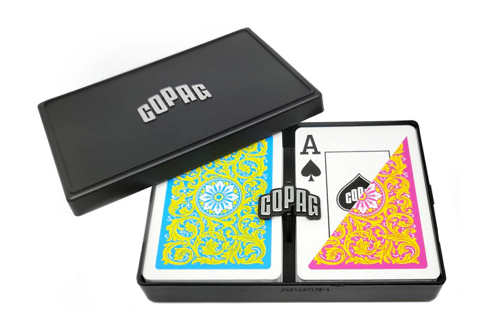 Copag Neoteric Poker Size Jumbo Index Double Deck Set-Yellow/Pink/Blue-Copag-Ace Cards &amp; Collectibles