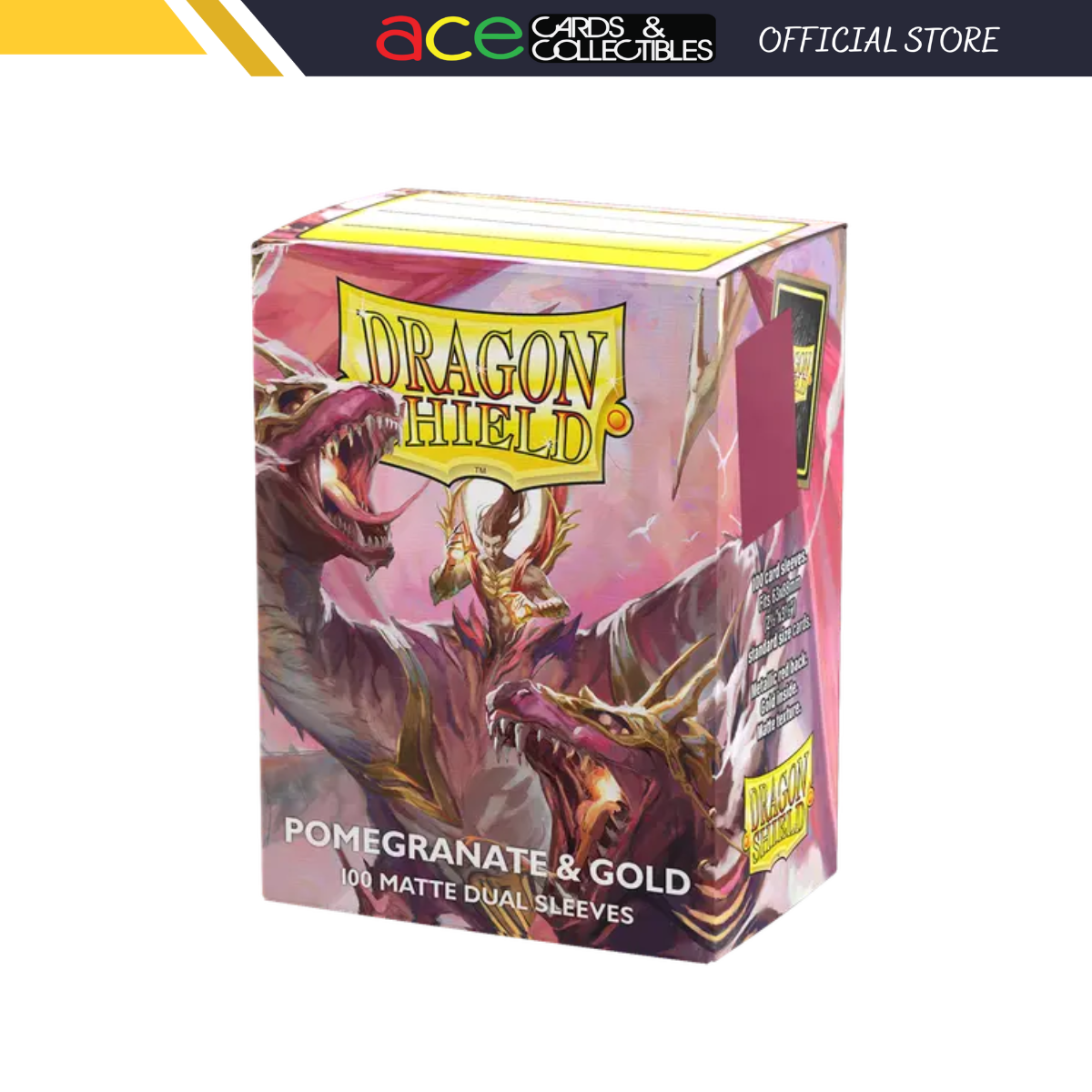Dragon Shield Sleeve Dual Matte Standard Size 100pcs - Pomegranate & Gold-Dragon Shield-Ace Cards & Collectibles