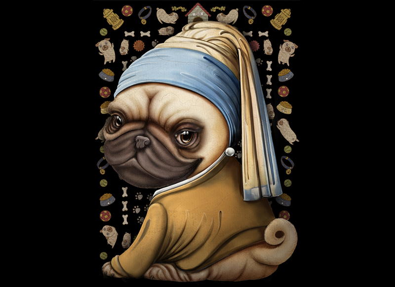 EXPLODING KITTENS 1000 Piece Puzzle PUG WITH A PEARL EARRING (PPUG-1K-6) EN-EXPLODING KITTENS-Ace Cards & Collectibles