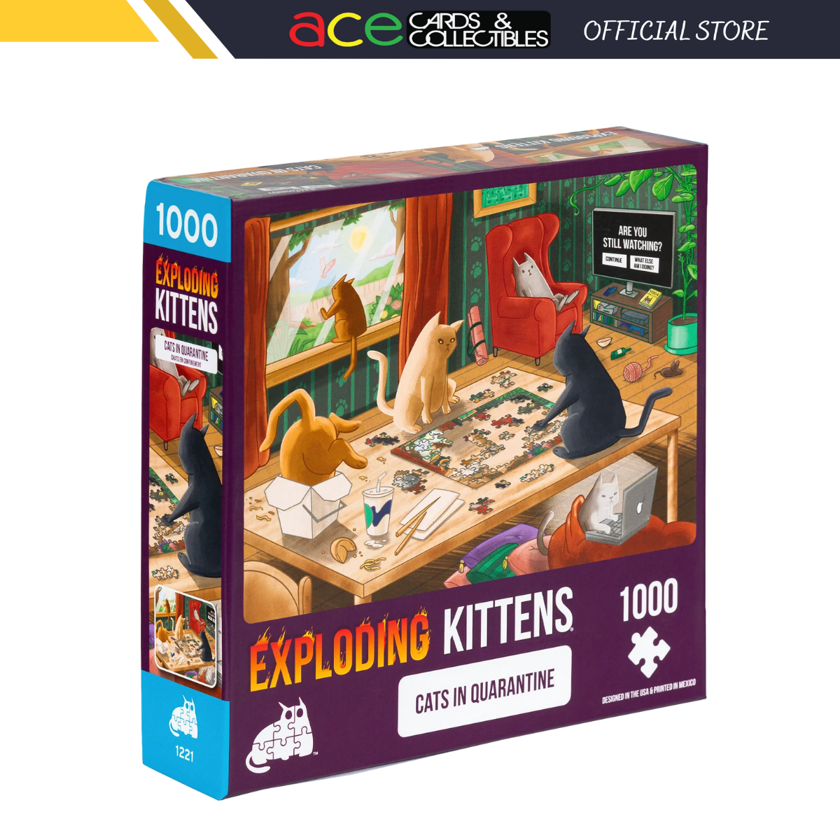 EXPLODING KITTENS 1000 Piece Puzzle CATS IN QUARANTINE (PQUAR-1K-6) EN-Exploding Kittens-Ace Cards & Collectibles