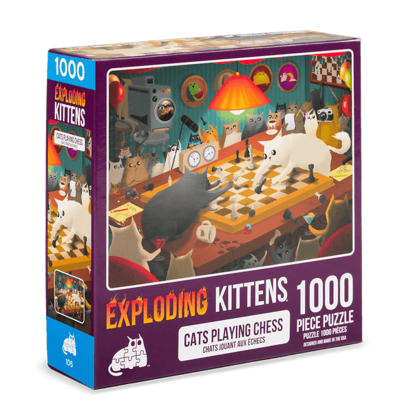 EXPLODING KITTENS 1000 Piece Puzzle "Cats Playing Chess"-Exploding Kittens-Ace Cards & Collectibles