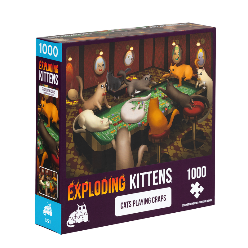 EXPLODING KITTENS 1000 Piece Puzzle "Cats Playing Craps"-Exploding Kittens-Ace Cards & Collectibles