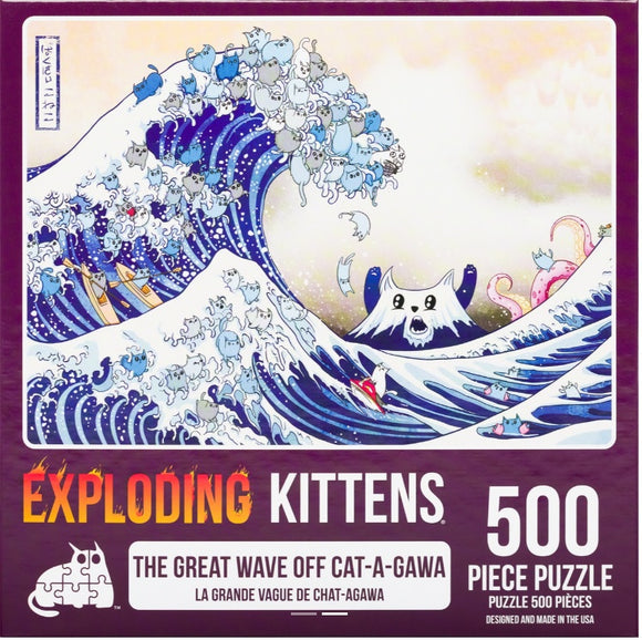 EXPLODING KITTENS 500 Piece Puzzle The Great Wave OFF CAT-A-GAWA EN-Exploding Kittens-Ace Cards & Collectibles