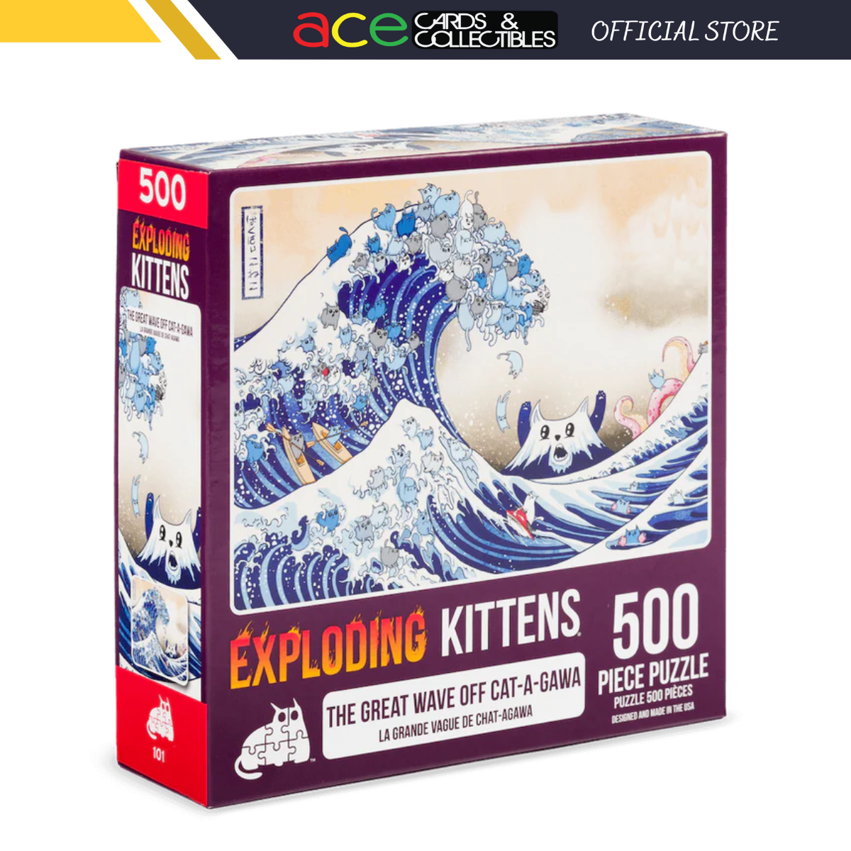 EXPLODING KITTENS 500 Piece Puzzle The Great Wave OFF CAT-A-GAWA EN-Exploding Kittens-Ace Cards & Collectibles