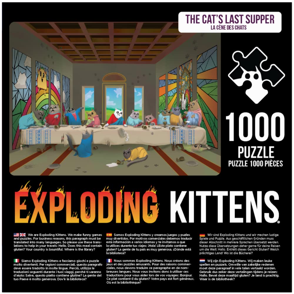 EXPLODING KITTENS The Cat's Last Supper 1000 Piece Puzzle (PSUPP-1K-6) EN-Exploding Kittens-Ace Cards & Collectibles