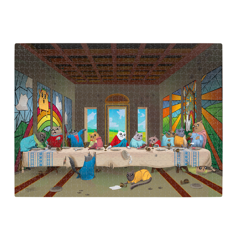 EXPLODING KITTENS The Cat's Last Supper 1000 Piece Puzzle (PSUPP-1K-6) EN-Exploding Kittens-Ace Cards & Collectibles