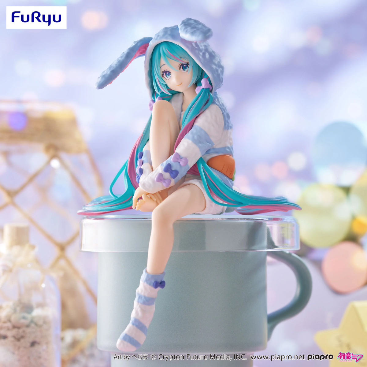 Hatsune Miku FURYU Noodle Stopper Figure "Hatsune Miku" (Rabbit Ear Hood Pajama Blue Color ver.)-FuRyu-Ace Cards & Collectibles