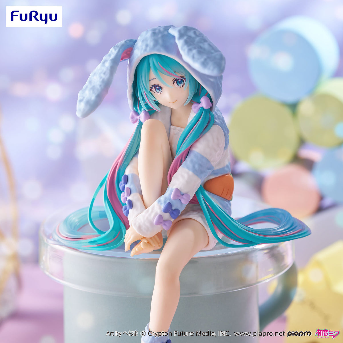 Hatsune Miku FURYU Noodle Stopper Figure "Hatsune Miku" (Rabbit Ear Hood Pajama Blue Color ver.)-FuRyu-Ace Cards & Collectibles