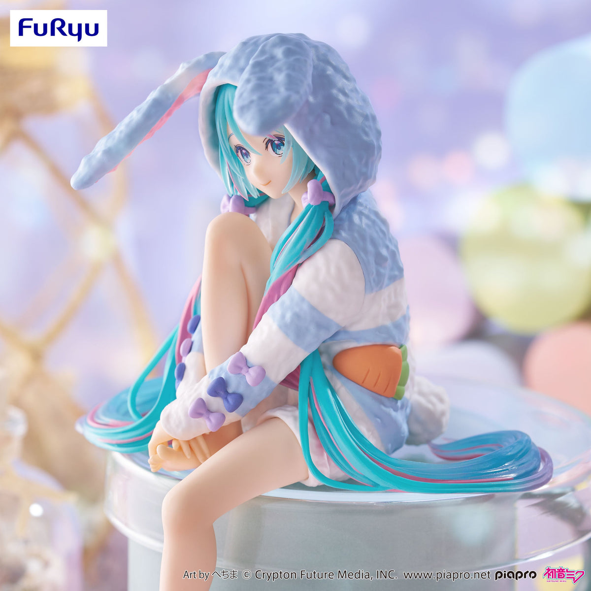 Hatsune Miku FURYU Noodle Stopper Figure "Hatsune Miku" (Rabbit Ear Hood Pajama Blue Color ver.)-FuRyu-Ace Cards & Collectibles