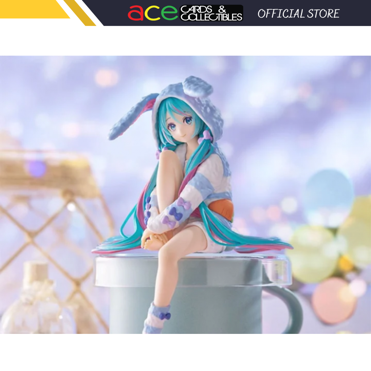 Hatsune Miku FURYU Noodle Stopper Figure "Hatsune Miku" (Rabbit Ear Hood Pajama Blue Color ver.)-FuRyu-Ace Cards & Collectibles